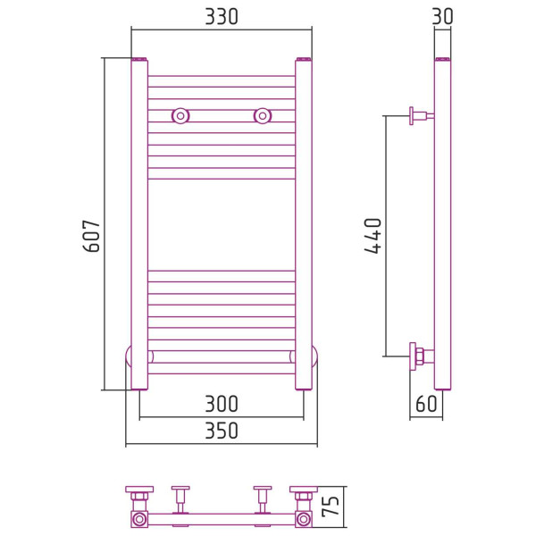 Полотенцесушитель водяной Сунержа Модус 600х300 хром (00-0250-6030)