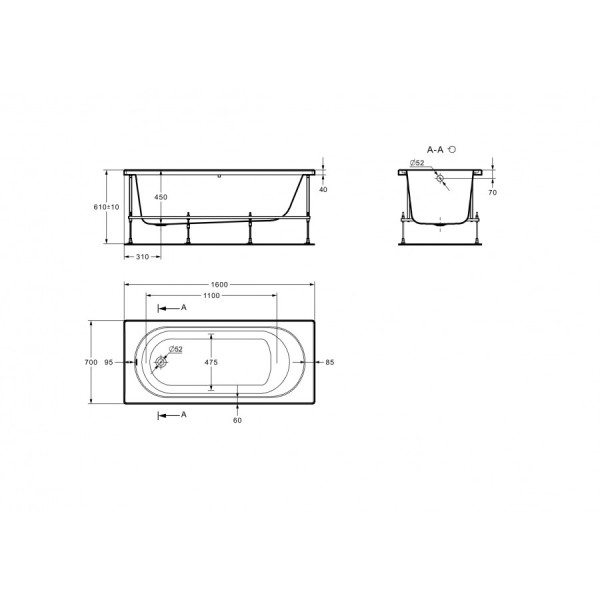 Ванна акриловая Roca Gava 70x160x45 белая (Z.RU93.0.784.7)
