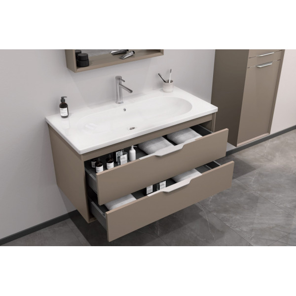 Тумба подвесная Orka Clay 1000x500x520 с раковиной sahra (5004387) Тумба подвесная Orka Clay 1000x500x520 с раковиной sahra (5004387)