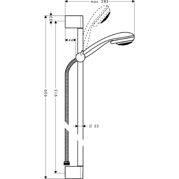 Гарнитур душевой Hansgrohe Crometta 1jet/Unica'С 90 см (27729000)