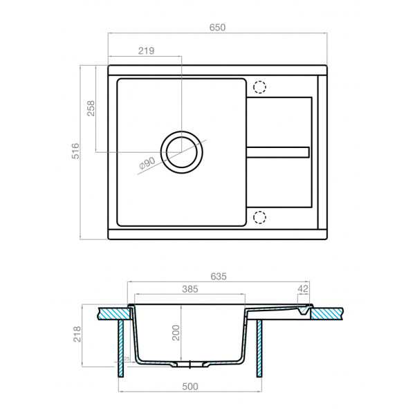 Мойка для кухни врезная Aquaton Делия 65 516x650x218 песочный (1.A718.6.32D.E22.0)