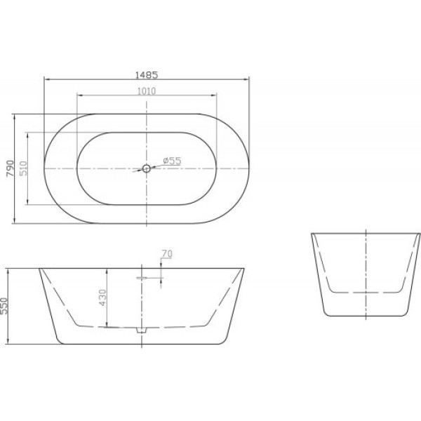 Ванна акриловая Belbagno 148,5х79 белая (BB306-1485)