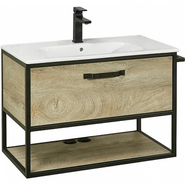 Тумба Aquaton Лофт Фабрик 80 Дуб Эндгрейн/732799C000 Раковина VICTORIA-N 80 (1A2424K7LTDU0)