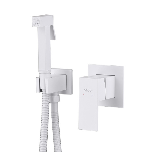 Смеситель с гигиеническим душем Abber Daheim белый матовый (AF8225W)