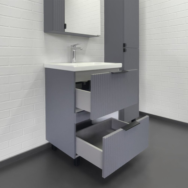 Тумба напольная Comforty Лима 600x850x450 антрацит матовый с раковиной (00-00019209)