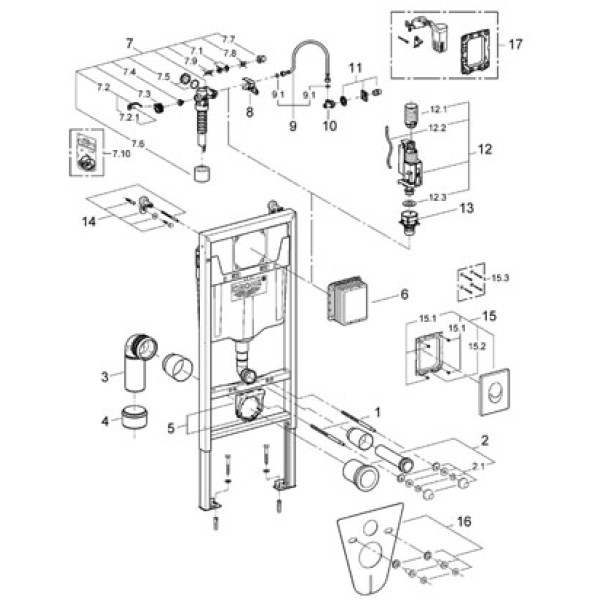 Инсталляция для подвесного унитаза Grohe Rapid SL с клавишей (38750001) хром