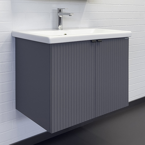 Тумба подвесная Comforty Лима 700x550x450 антрацит матовый с раковиной (00-00001456) Тумба подвесная Comforty Лима 700x550x450 антрацит матовый с раковиной (00-00001456)
