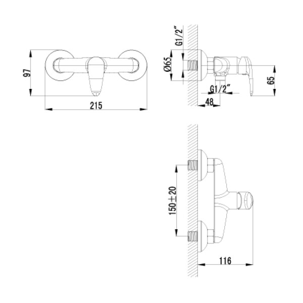 Смеситель для душа Lemark Pramen с душевым комплектом (LM3318C)