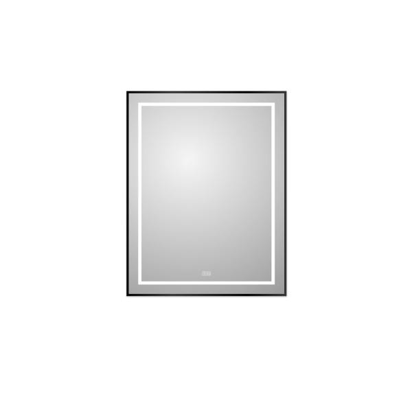 Зеркало BelBagno 700x32x900 в алюминиевой раме со встроенным светильником сенсорным выключателем и подогревом (SPC-KRAFT-700-900-LED-TCH-WARM-NERO)