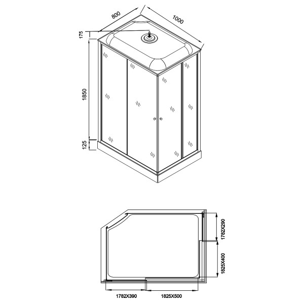 Душевая кабина Loranto 80x100x215 стекло матовое, профиль сатин (CS-5180-13L G)