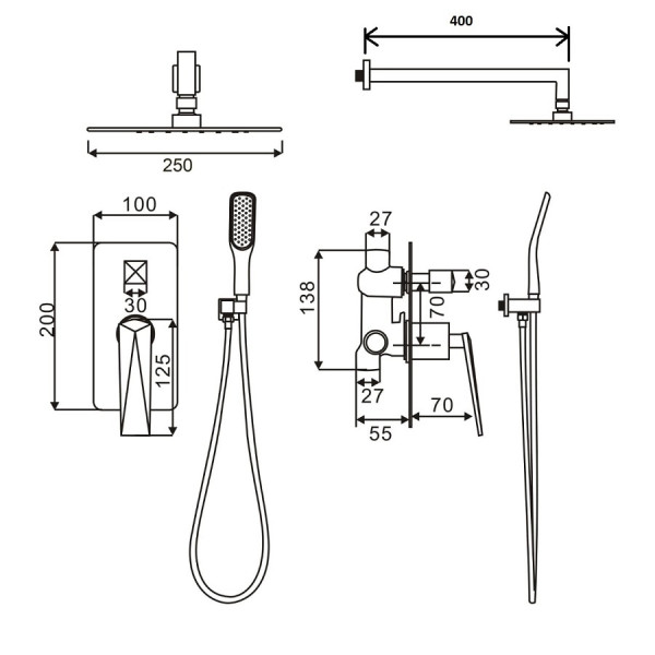 Душевая система Boheme Venturo MW (белый) (374-W)
