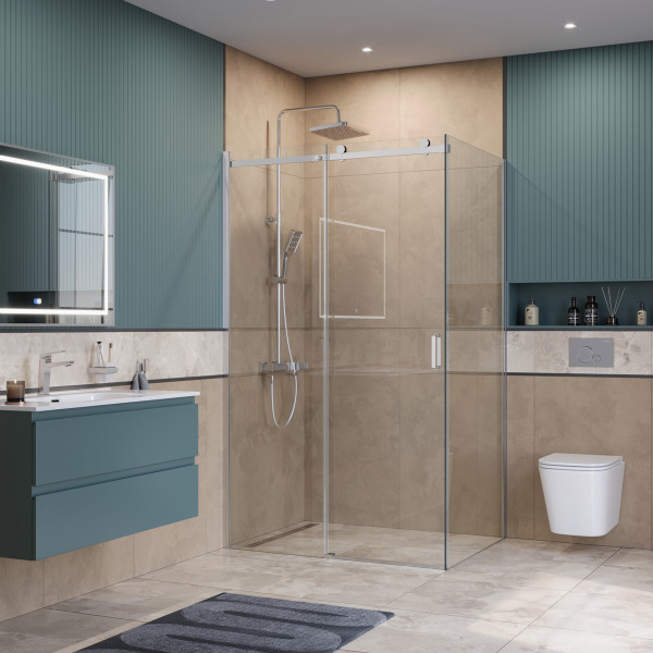 Душевой уголок BelBagno Soft Close-2 130x80x200 стекло прозрачное, профиль хром глянцевый (SOFT_CLOSE-2-AH-1-130/80-C-Cr)