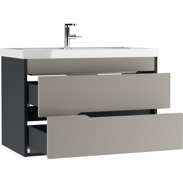 Тумба подвесная под умывальник Classica 80 Karat Серый тауп В2 Домино (DK3216T)