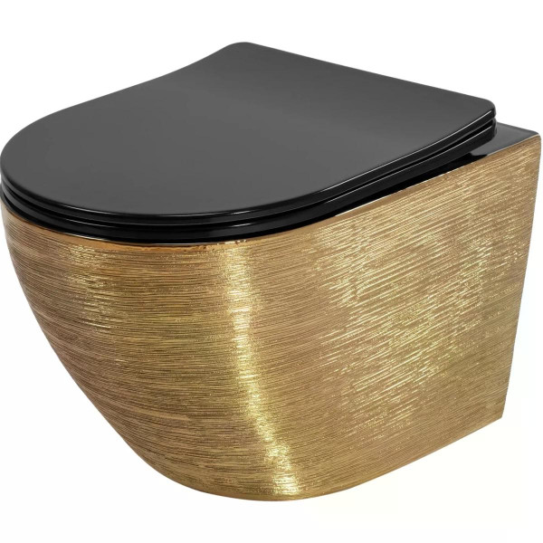 Унитаз подвесной безободковый Rea Carlo mini Brush Gold/Black золотой (REA-C3300) Унитаз подвесной безободковый Rea Carlo mini Brush Gold/Black золотой (REA-C3300)