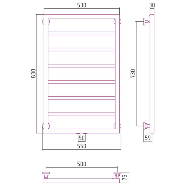 Полотенцесушитель водяной Сунержа Канцлер 800х500 хром (00-0254-8050)