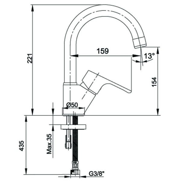 Смеситель для раковины E.C.A Niobe (102188054EX)