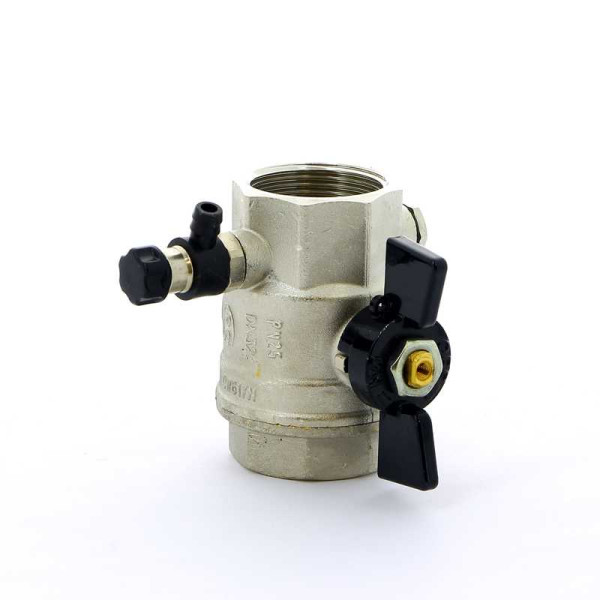 Кран Bugatti 1 1/4" шаровый с воздухоотводчиком Oregon 332 (черная бабочка) (03320026)