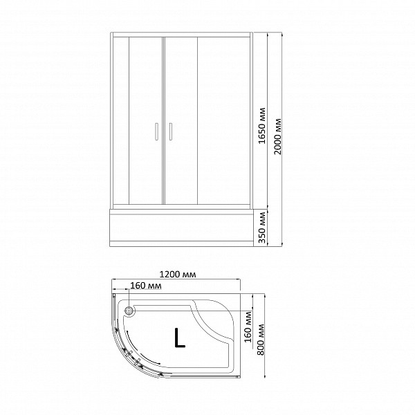 Душевой уголок BandHours Ace 812 R 80х120 поддон в комплекте, стекло прозрачное, профиль хром