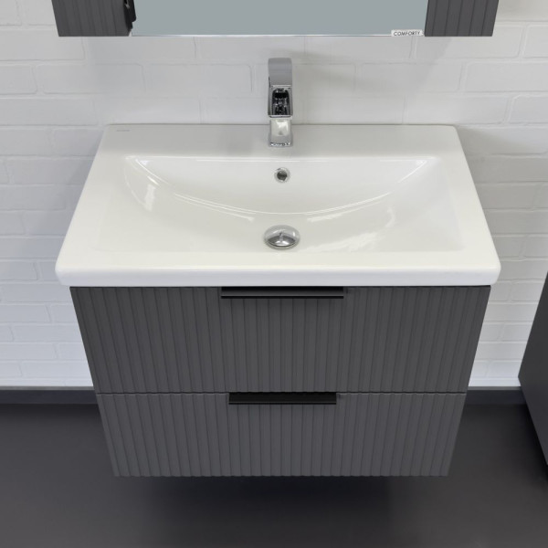 Тумба подвесная Comforty Валдай 700x560x450 белый матовый с раковиной (00-00019212)