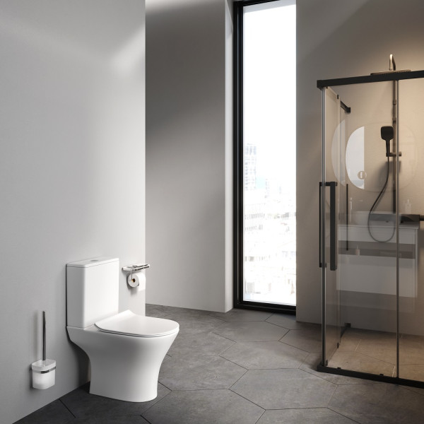 Унитаз-компакт AM.PM Sense безободковый с сидением микролифт (C748600SC) Унитаз-компакт AM.PM Sense безободковый с сидением микролифт (C748600SC)