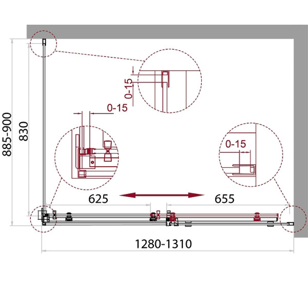 Душевой уголок BelBagno Acqua 130x90x195 стекло прозрачное, профиль черный (ACQUA-AH-1-130/90-C-NERO)