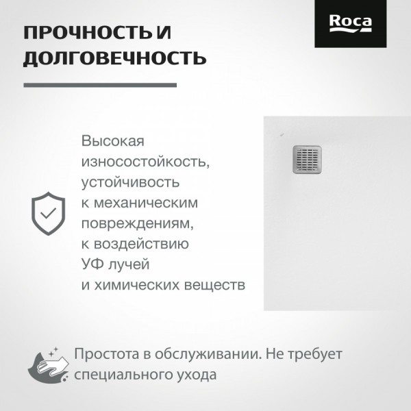 Душевой поддон Roca Terran 90x90x28 профиль белый (AP10338438401100)