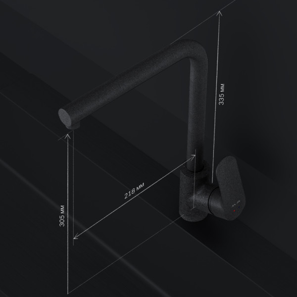 Cмеситель для кухни AM.PM Like L-образный излив, черный (F8005022) Cмеситель для кухни AM.PM Like L-образный излив, черный (F8005022)