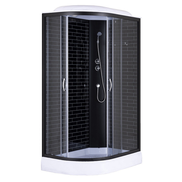 Душевая кабина Loranto 120x80x215 стекло прозрачное, профиль черный, черный кирпичный узор (CS-66120-13R GB 120)
