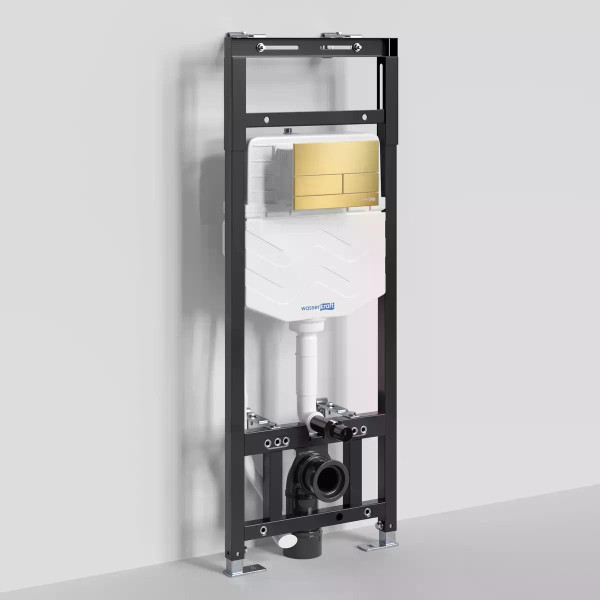 Комплект инсталляция с унитазом WasserKRAFT Alme с клавишей смыва золото матовое c сиденьем дюропласт (15TLT.010.ME.MG04.H002)