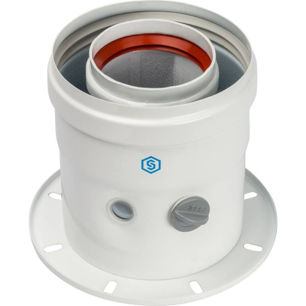 Элемент дымохода Stout DN60/100 адаптер для котла вертикальный коаксиальный (совместимый с Bosch, Buderus (SCA-6010-240100)