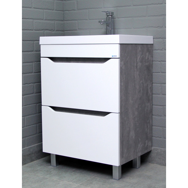 Тумба напольная Bazis 60 Ева с двумя ящиками В2 Бетон Айсберг Домино (DA5915T)