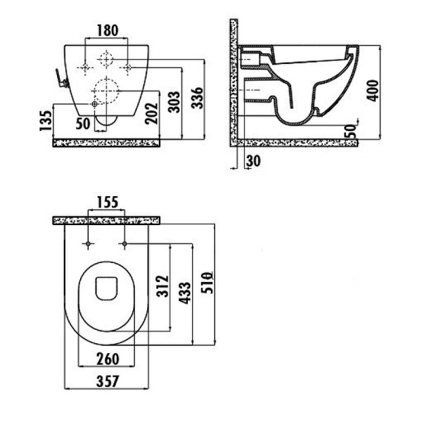 Унитаз подвесной с биде Creavit Free 35,7x51x35 белый (FE320-34CB00E-0002)
