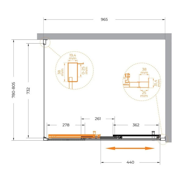 Душевой уголок Cezares Molveno 100x80x195 стекло прозрачное, профиль хром (MOLVENO-AHF-31-100/80-C-CR-IV)