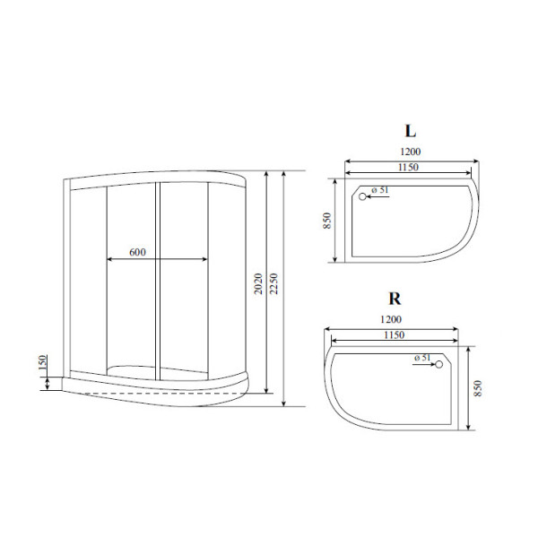 Душевая кабина Timo T-6602 Silver R Fabric 120x85x220 стекло матовое, профиль хром (T-6602 S R F)