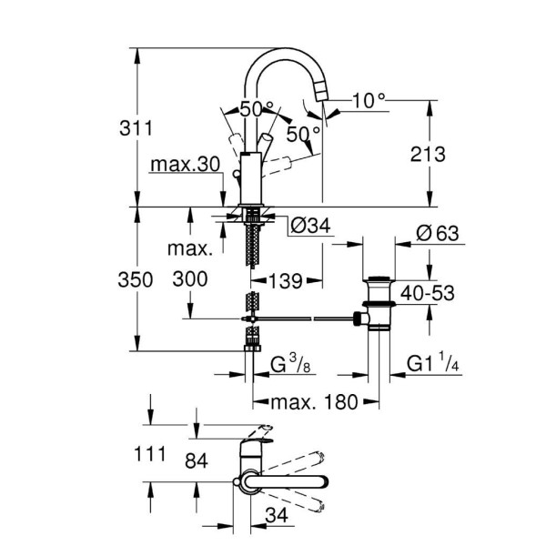 Смеситель для раковины Grohe Eurosmart (23537002)