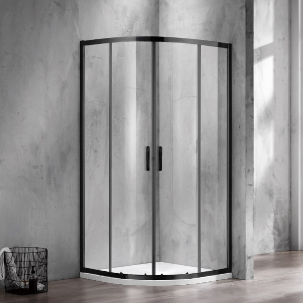 Душевой уголок Azario Milton 90х90х200 стекло прозрачное, профиль черный (AZ-ND2142 900 Black)