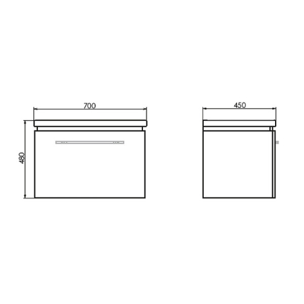 Тумба подвесная с раковиной Comforty Томари 700x450x480 дуб темно-коричневый (00-00001279)