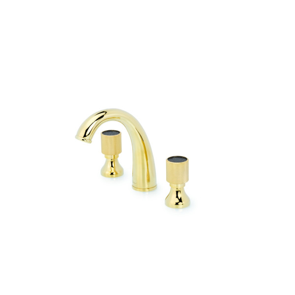Смеситель для раковины на 3 отверстия Boheme Royal Cristal золотой (297-Royal/CRST-black)