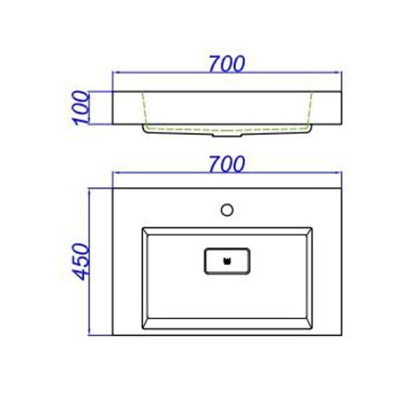 Раковина мебельная Aqwella Toledo 700x100x450 белая глянцевая (Tol.07.04.D)