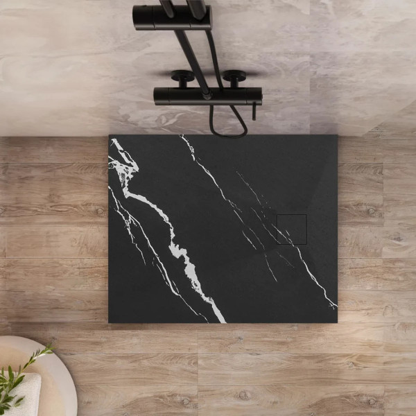 Душевой поддон REA Magnum carrara black 90x90 мрамор (REA-K7008)