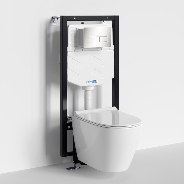 Комплект инсталляция с унитазом WasserKRAFT Vils с клавишей смыва никель c сиденьем дюропласт (56TLT.010.ME.BN03.H002)