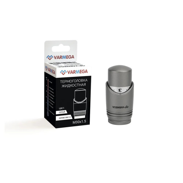 Головка термостатическая Varmega VM112 жидкостная М30х1,5 (серая) (VM11203) Головка термостатическая Varmega VM112 жидкостная М30х1,5 (серая) (VM11203)