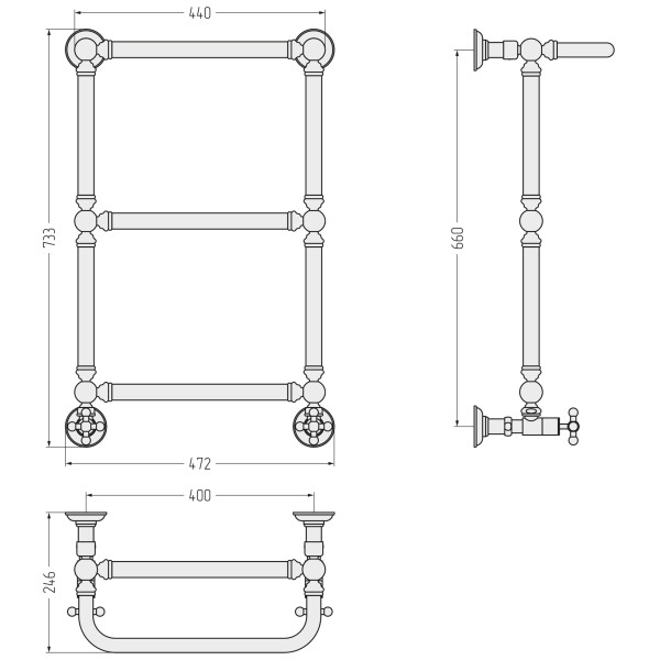Полотенцесушитель водяной Сунержа Ренессанс 660x400 матовый черный (31-0281-6640) Полотенцесушитель водяной Сунержа Ренессанс 660x400 матовый черный (31-0281-6640)