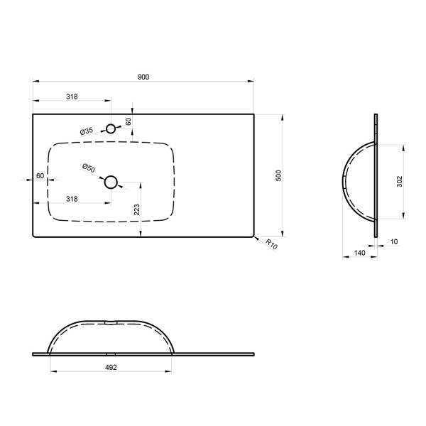 Тумба подвесная Orka Lisbon 900x500x350 с раковиной кашемировый матовый (5001429)