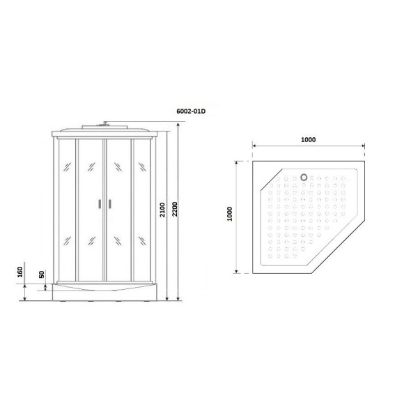 Душевая кабина Niagara Premium 1000*1000*2200 стекло прозрачное, профиль хром (NG-6002-01D)