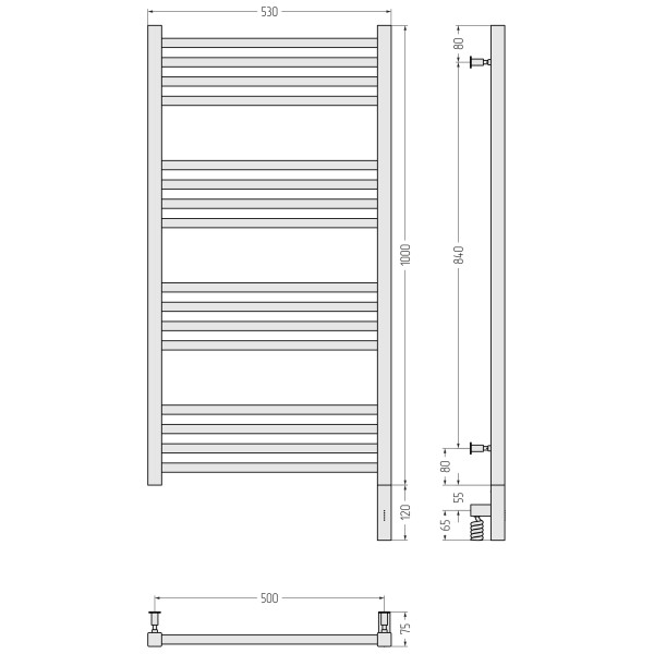 Полотенцесушитель электрический Сунержа Модус 3.0 1000x500 провод справа матовый белый (30-5701-1050)