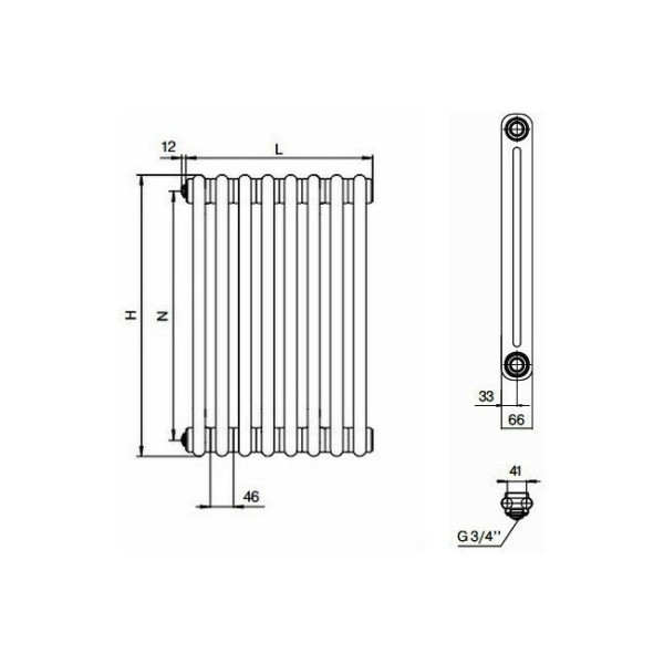 Радиатор стальной трубчатый RIFAR TUBOG 2180/6 боковое подключение (Титан) (TUB 2180-06-TI)