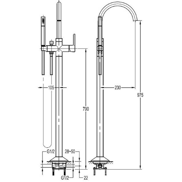 Смеситель напольный Cezares Eco брашированное золото (ECO-VDP-BORO) Смеситель напольный Cezares Eco брашированное золото (ECO-VDP-BORO)