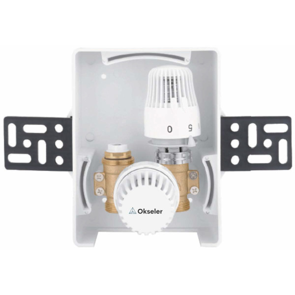 Модуль монтажный Okseler с внутренним и наружным термостатическим клапанами 1/2" (Oks00728)