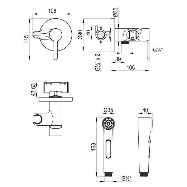 Смеситель с гигиеническим душем Lemark Solo встраиваемый хром (LM7174C) Смеситель с гигиеническим душем Lemark Solo встраиваемый хром (LM7174C)